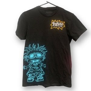 Nickelodeon Rugrats T-Shirt Unisex S Black Reptar 1991 TV Cartoons Chucky